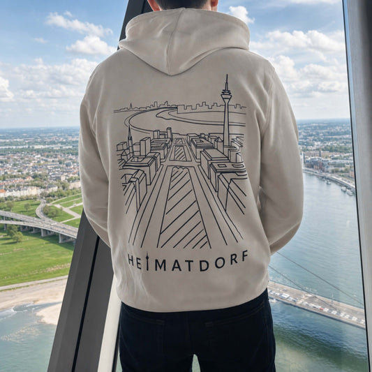 Modelfoto des HEIMATDORF Line Art Hoodies
