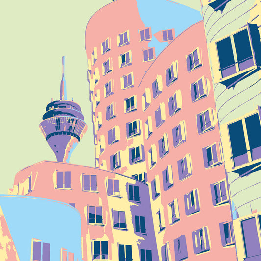Düsseldorf Wandbild Pastell Popart "Rheintum & Co."