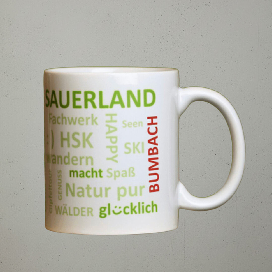 Sauerland Dorfbecher mit Dorfaufdruck in bordeaux