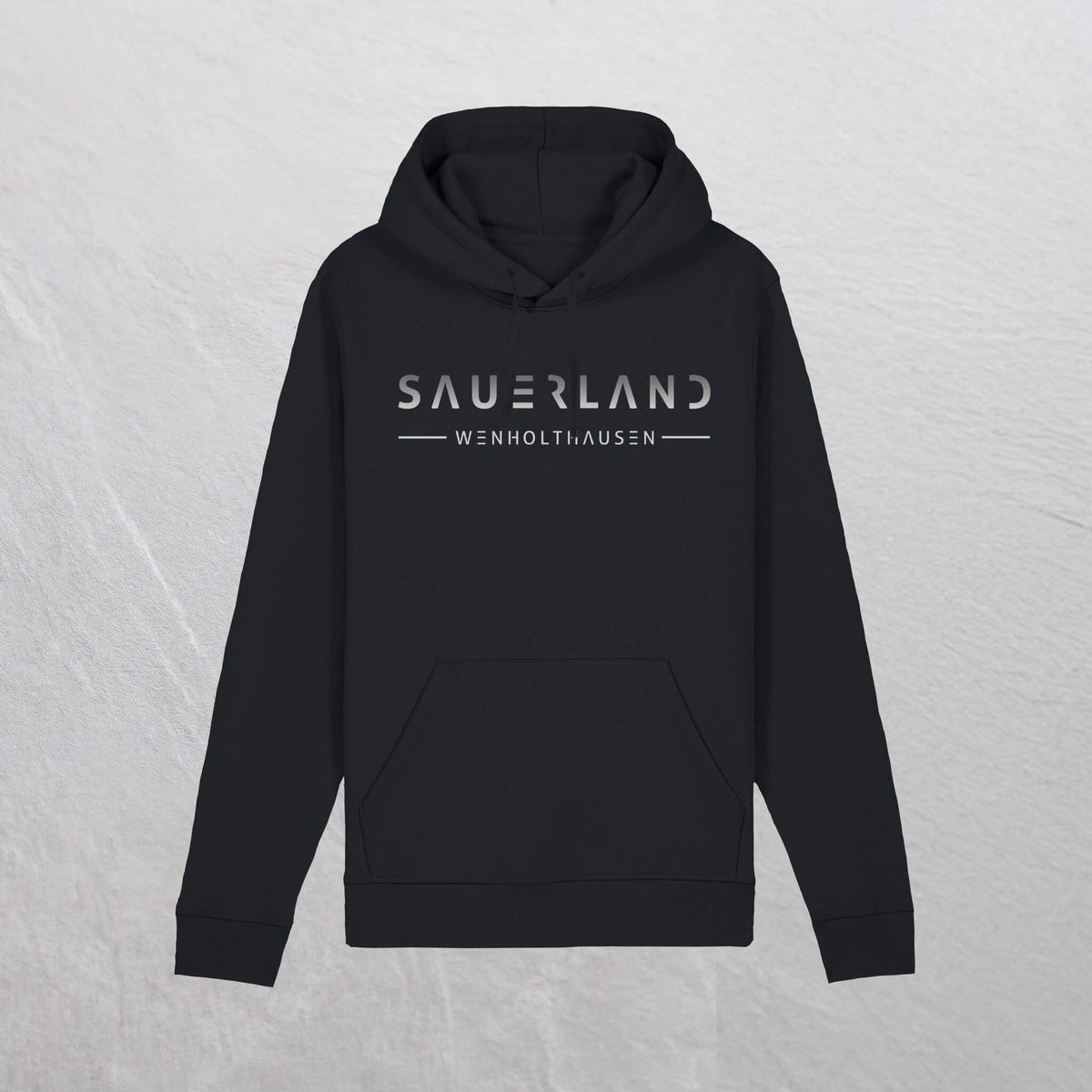 Produktfoto des newSAUERLAND Hoodie im gradient Design in der Farbe schwarz.
