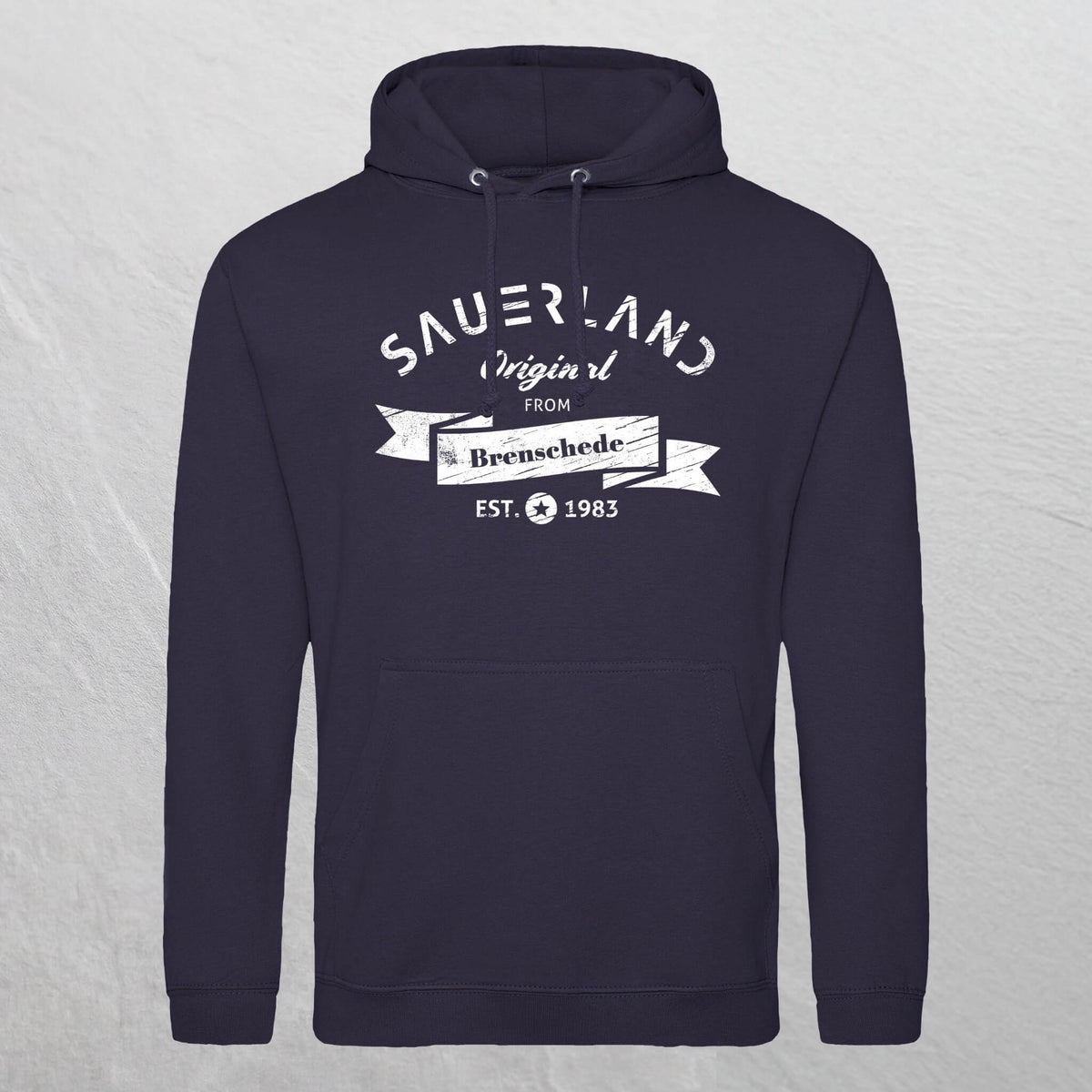 Produktfoto eines personalisierbaren  dunkelblauen newSAUERLAND Original from  Hoodies.