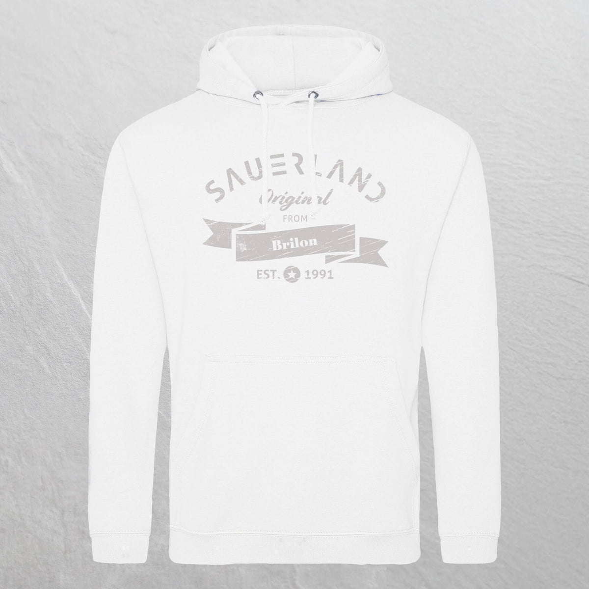 Produktfoto eines personalisierbaren weißen newSAUERLAND Original from  Hoodies.