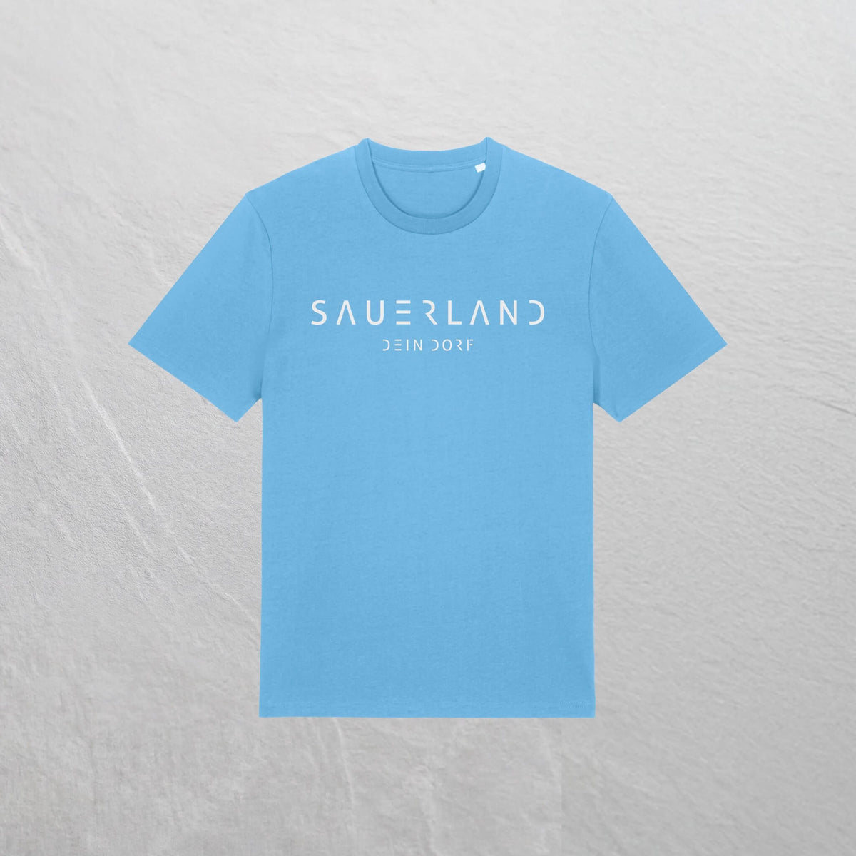 Produktfoto des personalisierbaren newSAUERLAND T-Shirt im Dorfdesign mit  Deinem Dorf in der Farbe azur