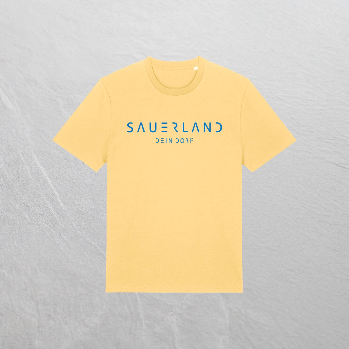Produktfoto des personalisierbaren newSAUERLAND T-Shirt im Dorfdesign mit  Deinem Dorf in der Farbe Gelb