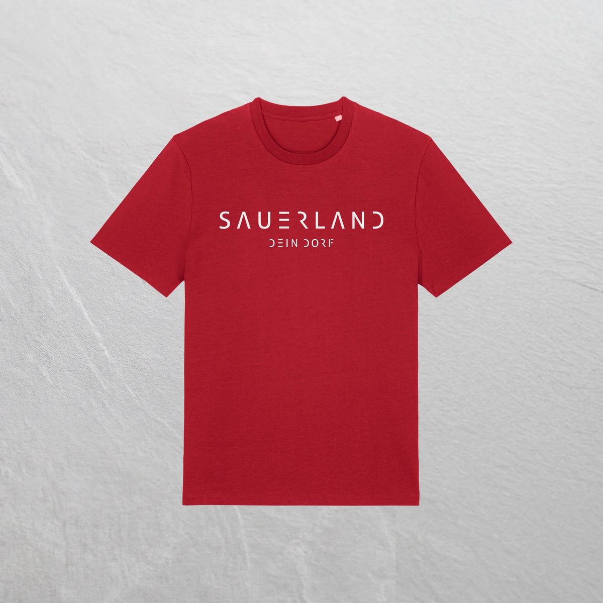 Produktfoto des personalisierbaren newSAUERLAND T-Shirt im Dorfdesign mit  Deinem Dorf in der Farbe rot