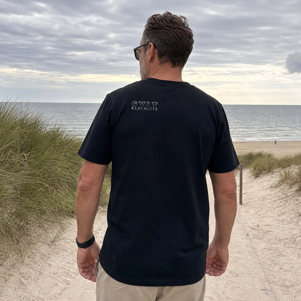 Sylt T-Shirt Beachlife Sylt in schwarz mit Gradient-Aufdruck auf der Brust